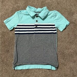 3T Carter’s Striped Polo Shirt - Aqua and Gray